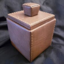 Vintage Humidor Frederick & Nelson Italian Faux Leather Tobacco Canister Box Lid picture