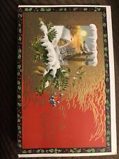 c1910 A Christmas Greeting Winsch Schmucker Gold Embossed Antique Postcard picture