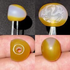 Wonderful Ancient Near Eastern Natural Agate Intaglio Seal Stone Stamp Bead picture