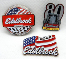 NEW Lot of 3 EDELBROCK 2002 2004 + 80 Year Anniversary Collectible Pins Metal picture