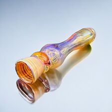 Golden Fumed Thick Chillum Glass Pipes, Clear With Gold Chillums picture
