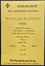 1964 ERIE LACKAWANNA RAILROAD vintage dinner menu DINING CAR SERVICE Hoboken, NJ picture