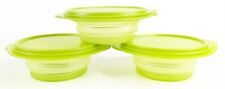 Set of 3 Tupperware FlatOut Expandable Bowls w/ Lids in GREEN - 5424A-4, 5454A-4 picture