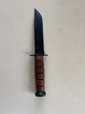 Ka-Bar 1217 Fighting/Utility Knife USMC Straight Edge w/ Leather Sheath  picture