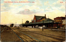 Vtg 1911 Union Passenger Station Train Depot Marshalltown Iowa IA Postcard picture