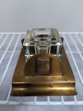 1920s Antique Advertising Desk Brass Inkwell Parke's Fruit & Vegetable Can Co. picture