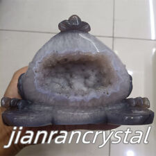4.4LB+ Natural Agate Geode Hand Carved Animal Quartz Crystal Reiki Healing Gift picture