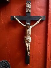 Antique Wood Crucifix Jesus 17-18th Century Large 28” High  picture
