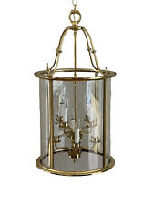 Vintage Traditional Brass Cylinder Foyer Lantern Chandelier 31” 8 Light picture
