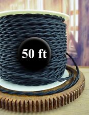 Black Cloth Covered Twisted Wire 50ft Roll - Lamp Cord - Antique Fan Rewire picture