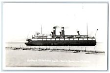 c1940's Steamer Railway Ferry Sainte Marie Mackinaw MI RPPC Photo Postcard picture