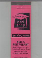 Matchbook Cover Kell's Restaurant Powers, MI picture