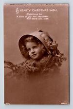 RPPC EAS Studio Portrait of Young Flower Girl Hearty Christmas Postcard picture