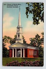 Chapel Martha Mary Greenfield Village Dearborn Michigan MI Linen Postcard PM WOB picture