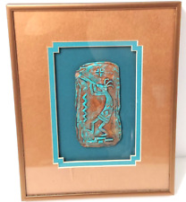 Cleo Teissedre Copper Bronze Turquoise Frame Native Art Pottery Kokopelli CTD506 picture