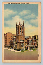 Houston TX-Texas, First Methodist Church, Exterior, Vintage Postcard picture