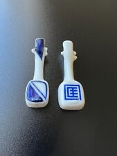 2 Vintage Chinese Blue White Porcelain Chopstick Rests - Instrument Pipa Set A picture