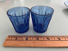 Pair EAPG Sandwich Pittsburgh Glass blue whiskey Tumbler shot glasses 1850s arch picture