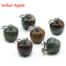 Mini Natural Gemstones Carved Apple Pendant Crystal Reiki Chakra Healing Beads picture