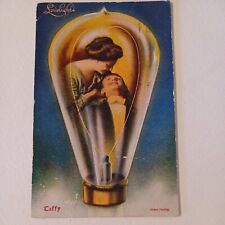 1909 LoveLights Vintage Postcard Lovers Couple  in Lightbulb Taffy Posted  picture