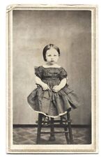 Vintage CDV Photo of a Cute Little Girl Wearing a Tiny Victorian Era Dress 🩷 picture