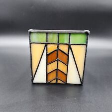 PARTYLITE Artisan Square Votive Tealight Candle Holder Stained Glass picture