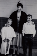 6N Photograph Mother With Boys Sons Family Portrait 1950's  picture