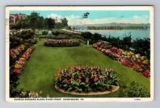 Harrisburg PA-Pennsylvania, Sunken Gardens River Front, Vintage c1930 Postcard picture