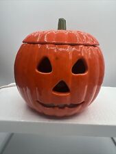 Light Up Halloween Ceramic JACK O LANTERN  Pumpkin Vintage picture