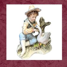 Vintage/Antique Arnart Ceramic Porcelain Hand Painted Boy w Goose Figurine picture