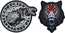 Odin's Ravens Wolf Walknut Viking God 3D PVC RUBBER PATCH |2PC HOOK BACKING picture