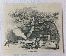 small 1855 magazine engraving ~ CAMPING OUT in California picture