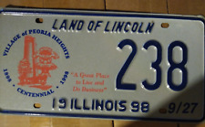 1998 Illinois Special Event Village Peoria Heights License Plate Centennial #238 picture