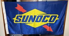 RARE VTG Large Sunoco Service Gas Station Banner Flag  DuraKnit Polyester 35x60 picture