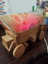 Vintage 1940-50s Wooden Covered Wagon Lamp picture