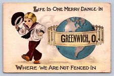 J99/ Greenwich Ohio Postcard c1910 World Globe Merry Dance  321 picture