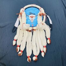 Vintage Large Dream Catcher Fur Wool Feathers Native American Beaded handpainted picture