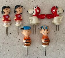 Lot 6 Vintage Peanuts Snoopy Cartoon Corn On The Cob Holders Lucy Charlie Brown picture