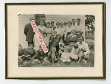 Vintage Matted Photo - Family Group of 22, Men, Ladies, Kids + Dog - 9