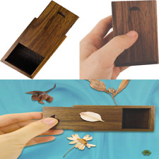 Small Wooden Box with Sliding Lid Walnut Wood Gift Box with Slide Gift Container picture