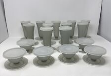 Tupperware Dessert Cups With Lids Pedestal Smoky Gray 11 Tall 6 Short Vintage picture