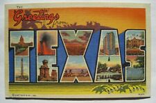 Large Letters of Texas Old Linen Postcard; Greetings from Plainview TX on Back picture
