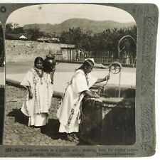 Amatlan Mexico Public Well Stereoview c1900 Barefoot Mexican Women Corn A2108 picture