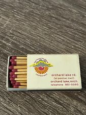 Vintage The Meating Place Restaurant Matchbox Orchard Lake Michigan Advertising picture
