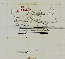 1802 Letter Frères Breteniere Montussaint Gensac Stamp Postal Red Castillon picture