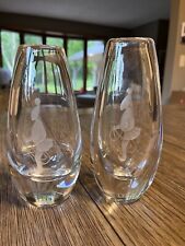 Kosta Boda 2 Etched Glass Vases Vicke Lindstrand LC 2116 LG216 Figure w/ Rope picture