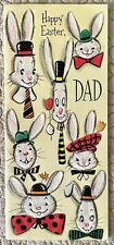 Unused Easter Bunny Rabbit Faces Dads Ties Bows Vtg Greeting Card 1950s 1960s picture