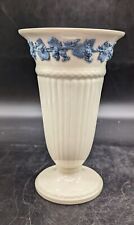 Wedgwood Embossed Queens Ware 6.5” White  And Blue Vase Etruria & Barlaston picture