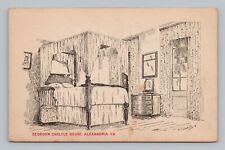 Postcard Pencil Sketch Bedroom Carlyle House Alexandria Virginia picture