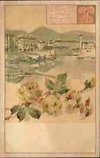 Intra Lago Maggiore Floral Border Art Nouveau Fine Lithograph c1900s Postcard picture
